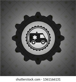 ambulance icon inside realistic dark emblem