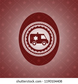 ambulance icon inside realistic red emblem