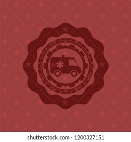 ambulance icon inside realistic red emblem