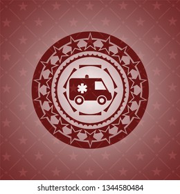 ambulance icon inside red icon or emblem