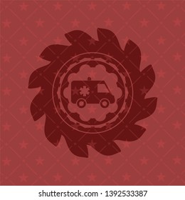 ambulance icon inside red icon or emblem