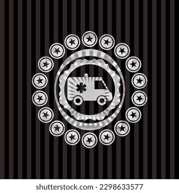 ambulance icon inside silver badge. 