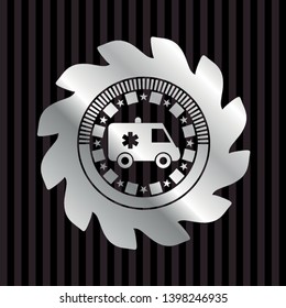 ambulance icon inside silver emblem