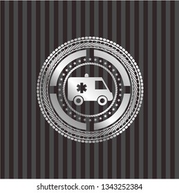 ambulance icon inside silvery badge