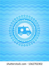 ambulance icon inside water representation badge.
