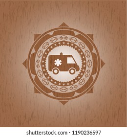 ambulance icon inside wooden signboards