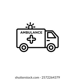 Ambulance icon Isolated flat vector in outline