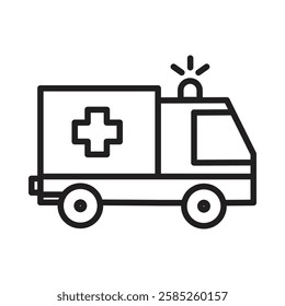 Ambulance icon Isolated flat vector in outline