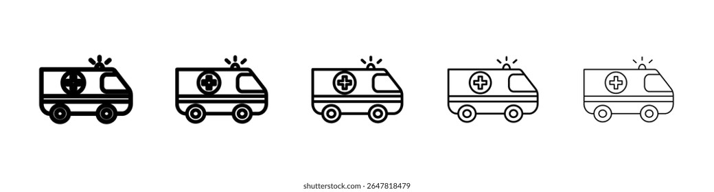 Ambulance icon isolated vector on white background set