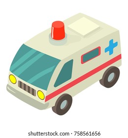 Ambulance icon. Isometric illustration of ambulance vector icon for web