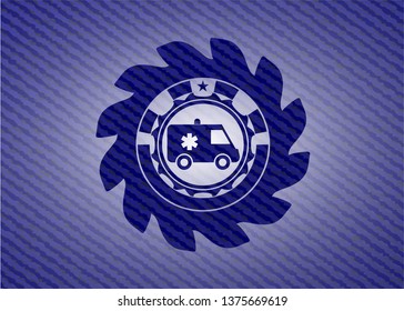 ambulance icon with jean texture