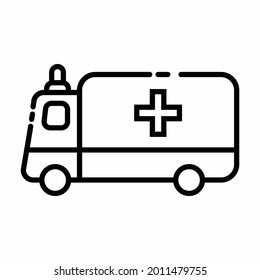 ambulance icon with line art style.
