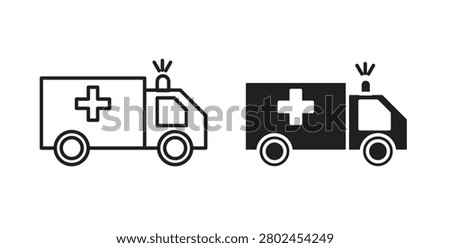 Ambulance icon line and filled style suitable for web and mobile application