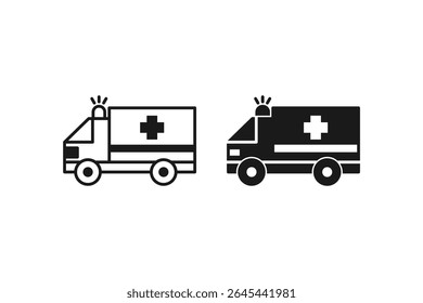 ambulance icon line and flat design