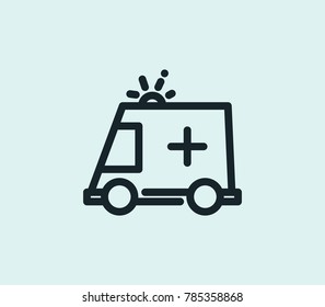 Ambulance icon line isolated on clean background. First aid car concept drawing icon line in modern style. Vector illustration for your web site mobile logo app UI design.