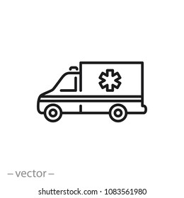 ambulance icon - line sign, vector illustration eps10