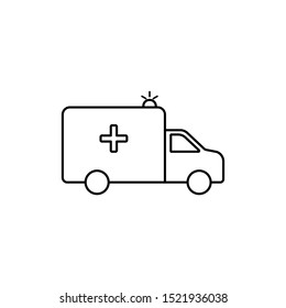 Ambulance icon in line style. Emergency, healthcare, hospital, patient icon. Vector illustration. Medical sign.