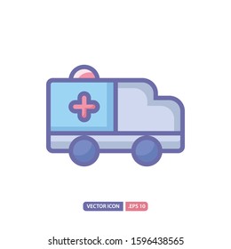 ambulance icon in lineal color style. Vector logo design template. Modern design icon, symbol, logo and illustration. Vector graphics illustration and editable stroke. Isolated on white background.