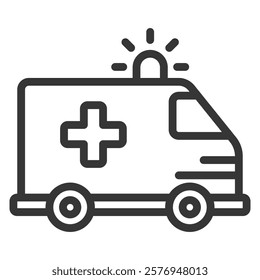 Ambulance Icon Lineal Style Vector Illustration