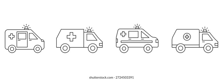 Ambulance icon in linear icon . Ambulance icon designed in a line style on white background. eps10
