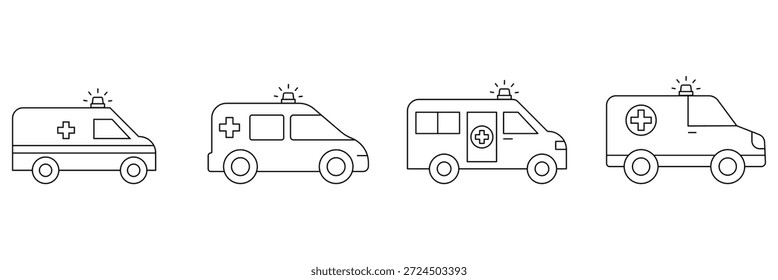 Ambulance icon in linear icon . Ambulance icon designed in a line style on white background. eps10