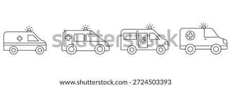 Ambulance icon in linear icon . Ambulance icon designed in a line style on white background. eps10