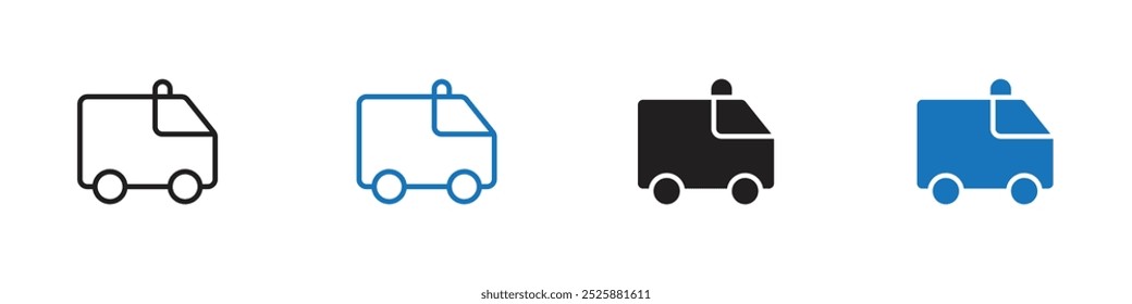 Ambulance icon linear graphics set vector in black