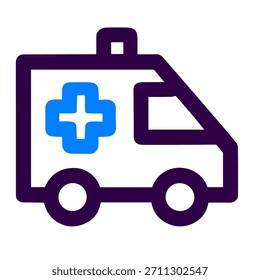 Icono de ambulancia. Una Ilustración vectorial lineal de icono de ambulancia aislado sobre fondo blanco.