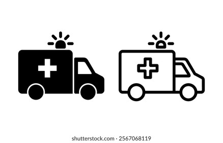 Ambulance icon logo design. ambulance truck sign and symbol. ambulance car