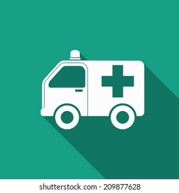 ambulance icon with long shadow