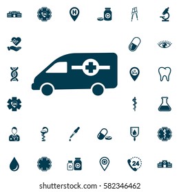 Ambulance Icon, medical set on white background..Health Care Vector illustration