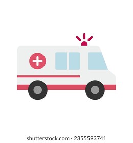 Ambulance icon. Medical van on white background. Vector illustration