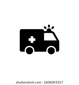 Ambulance icon in a minimalist style. Perfect for medical, healthcare, emergency, and transportation designs. Isolated on blank background	
