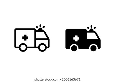 Ambulance icon in a minimalist style. Perfect for medical, healthcare, emergency, and transportation designs. Isolated on blank background	
