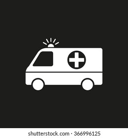 Ambulance   icon  on black background. Vector illustration.