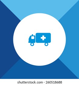 Ambulance Icon On Blue Background. Eps-10.