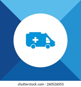 Ambulance Icon on Blue Background. Eps-10.