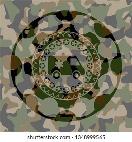 ambulance icon on camo pattern