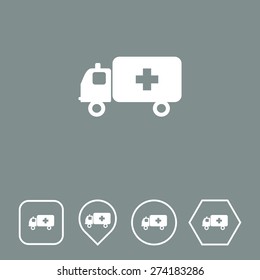 Ambulance Icon on Flat UI Colors with Different Shapes. Eps-10.