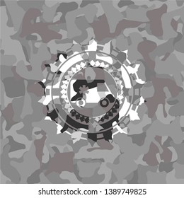 ambulance icon on grey camo texture