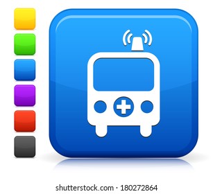 Icono de ambulancia en la colección de botones de Internet cuadrado