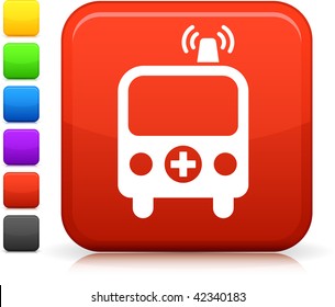 Ambulance icon on square internet button  Six color options included.