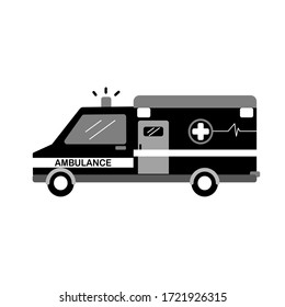 Ambulance icon on white background. Silhouette vector design.
