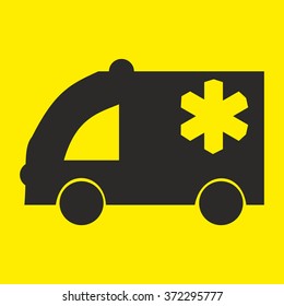 ambulance icon on yellow background