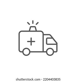 Ambulance Icon, Outline Emergency Car, Medicine Van, Care Medic Support, Thin Line Web Symbol On White Background