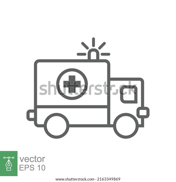 Ambulance icon, outline emergency car, medicine van,\
care medic support, thin line web symbol on white background.\
Vector illustration EPS\
10.