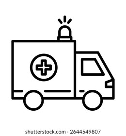 Ambulance icon outline set sign