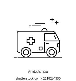ambulance icon. Outline style icon design isolated on white background