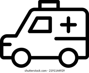 Ambulance Icon With Outline Style, Medical Sign And Symbol Isolated On White Background