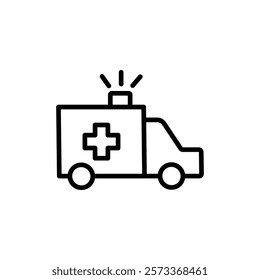 Ambulance icon Outline thin set